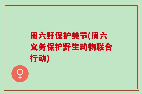 周六野保护关节(周六义务保护野生动物联合行动)