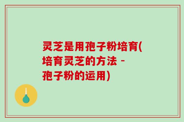 灵芝是用孢子粉培育(培育灵芝的方法 - 孢子粉的运用)