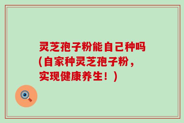 灵芝孢子粉能自己种吗(自家种灵芝孢子粉，实现健康养生！)