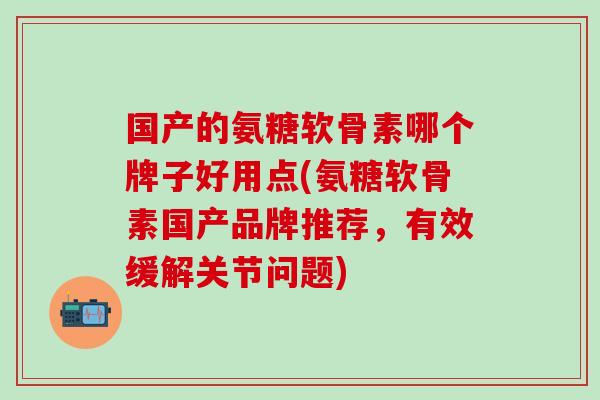 国产的氨糖软骨素哪个牌子好用点(氨糖软骨素国产品牌推荐，有效缓解关节问题)