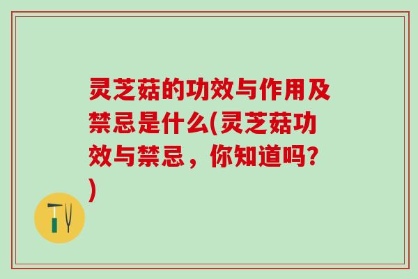 灵芝菇的功效与作用及禁忌是什么(灵芝菇功效与禁忌，你知道吗？)
