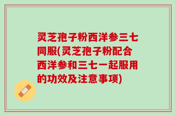灵芝孢子粉西洋参三七同服(灵芝孢子粉配合西洋参和三七一起服用的功效及注意事项)
