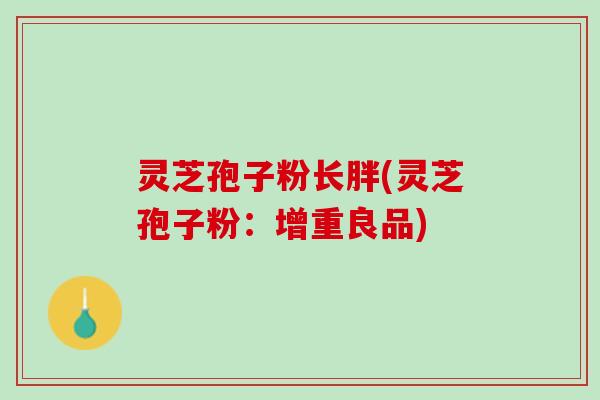 灵芝孢子粉长胖(灵芝孢子粉：增重良品)