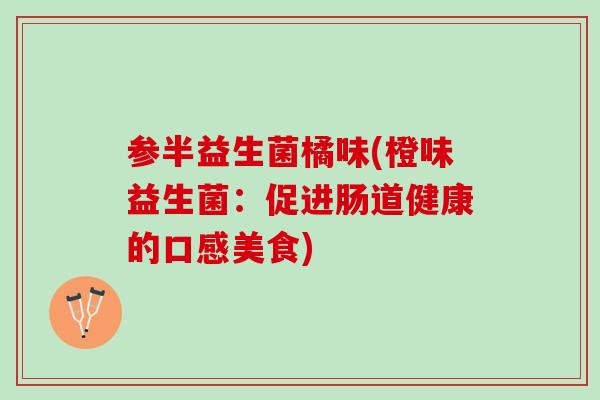 参半益生菌橘味(橙味益生菌：促进肠道健康的口感美食)