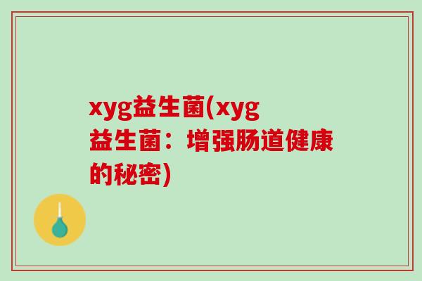 xyg益生菌(xyg益生菌：增强肠道健康的秘密)