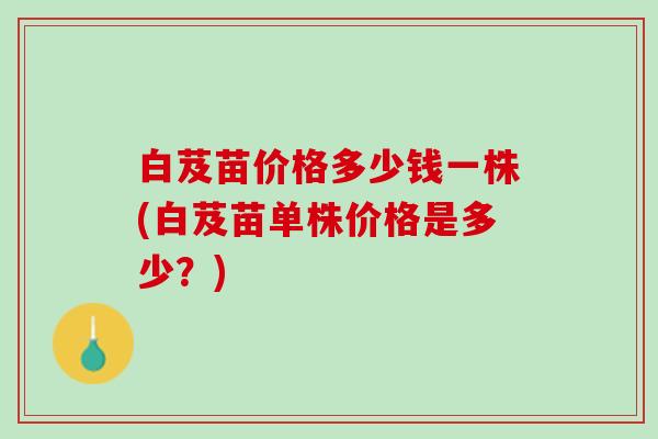 白芨苗价格多少钱一株(白芨苗单株价格是多少?) 白芨苗价格多少钱一株(白芨苗单株价格是多少?)