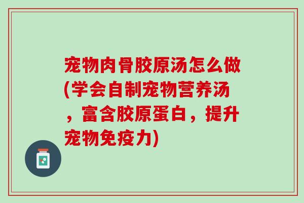 宠物肉骨胶原汤怎么做(学会自制宠物营养汤，富含胶原蛋白，提升宠物免疫力)