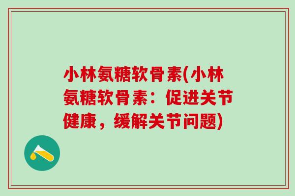 小林氨糖软骨素(小林氨糖软骨素：促进关节健康，缓解关节问题)