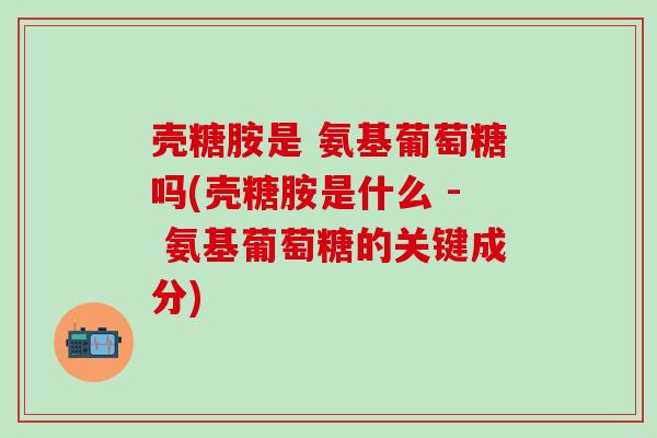 壳糖胺是 氨基葡萄糖吗(壳糖胺是什么 - 氨基葡萄糖的关键成分)