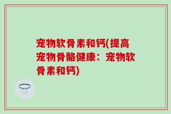 宠物软骨素和钙(提高宠物骨骼健康：宠物软骨素和钙)