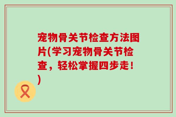 宠物骨关节检查方法图片(学习宠物骨关节检查，轻松掌握四步走！)
