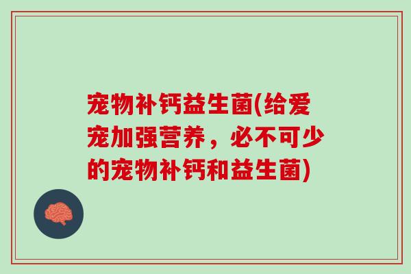 宠物补钙益生菌(给爱宠加强营养，必不可少的宠物补钙和益生菌)