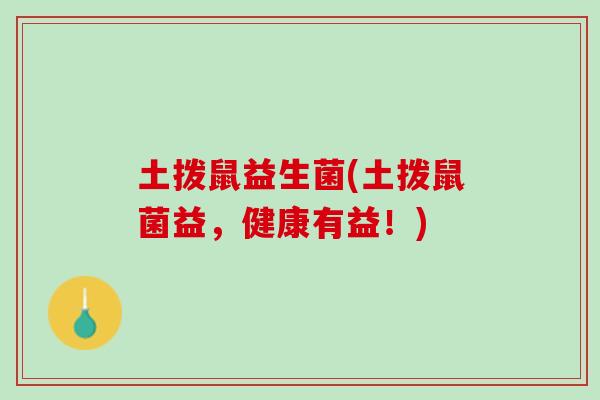 土拨鼠益生菌(土拨鼠菌益，健康有益！)