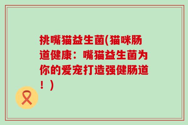 挑嘴猫益生菌(猫咪肠道健康：嘴猫益生菌为你的爱宠打造强健肠道！)