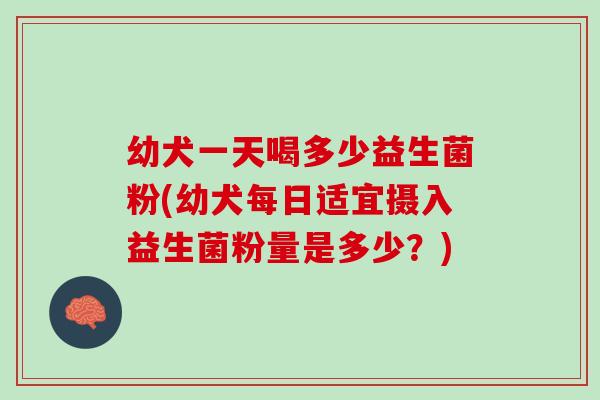 幼犬一天喝多少益生菌粉(幼犬每日适宜摄入益生菌粉量是多少？)