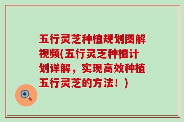 五行灵芝种植规划图解视频(五行灵芝种植计划详解，实现高效种植五行灵芝的方法！)