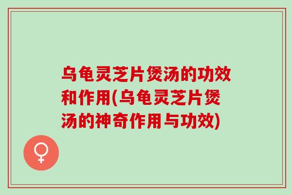 乌龟灵芝片煲汤的功效和作用(乌龟灵芝片煲汤的神奇作用与功效)