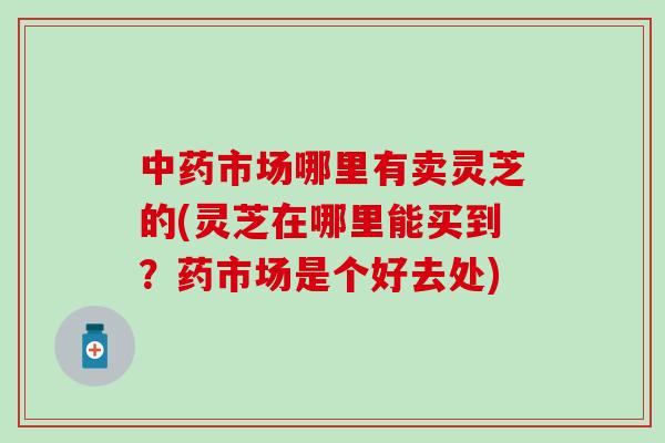 中药市场哪里有卖灵芝的(灵芝在哪里能买到？药市场是个好去处)