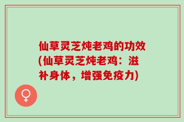 仙草灵芝炖老鸡的功效(仙草灵芝炖老鸡：滋补身体，增强免疫力)