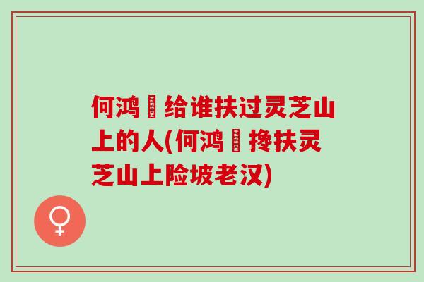 何鸿燊给谁扶过灵芝山上的人(何鸿燊搀扶灵芝山上险坡老汉)