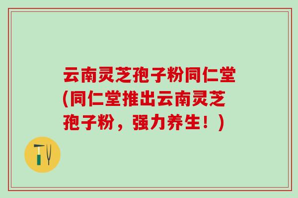 云南灵芝孢子粉同仁堂(同仁堂推出云南灵芝孢子粉，强力养生！)
