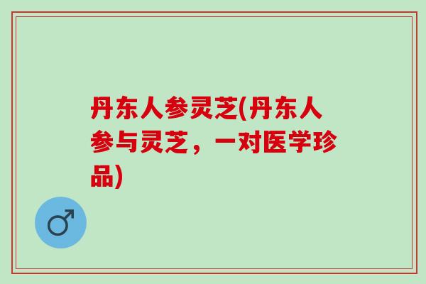 丹东人参灵芝(丹东人参与灵芝，一对医学珍品)
