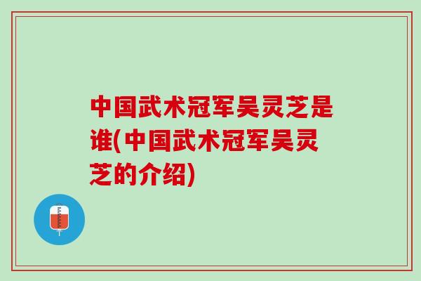 中国武术冠军吴灵芝是谁(中国武术冠军吴灵芝的介绍)