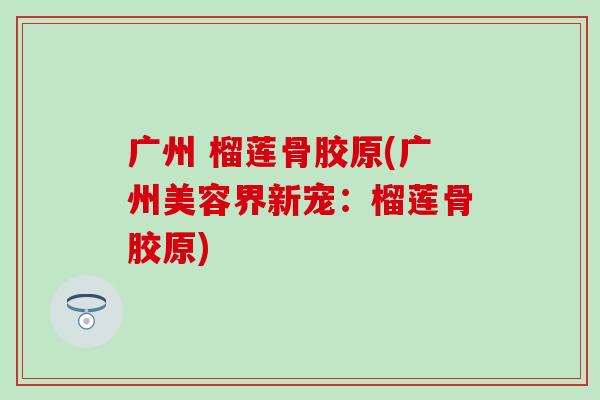 广州 榴莲骨胶原(广州美容界新宠：榴莲骨胶原)