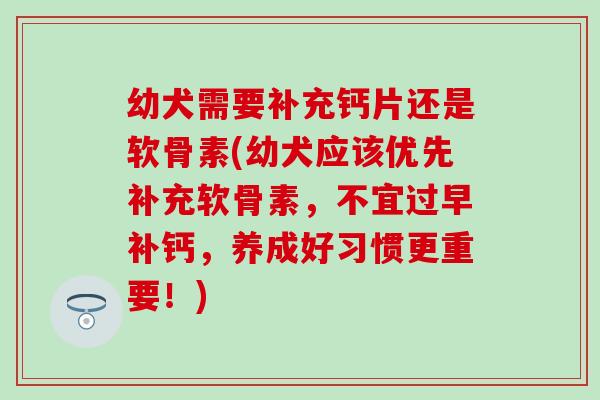 幼犬需要补充钙片还是软骨素(幼犬应该优先补充软骨素，不宜过早补钙，养成好习惯更重要！)