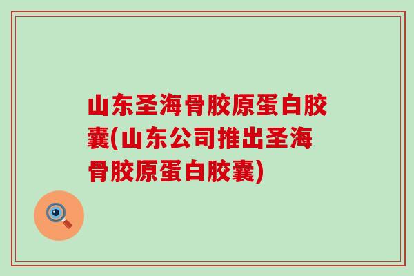 山东圣海骨胶原蛋白胶囊(山东公司推出圣海骨胶原蛋白胶囊)