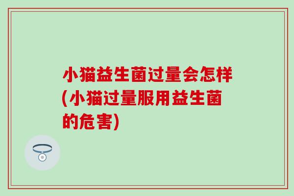 小猫益生菌过量会怎样(小猫过量服用益生菌的危害)