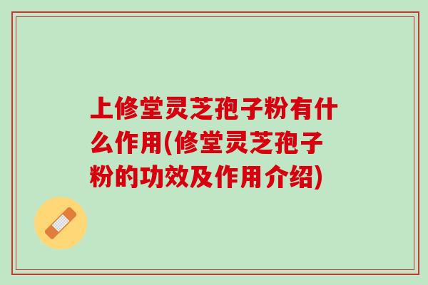 上修堂灵芝孢子粉有什么作用(修堂灵芝孢子粉的功效及作用介绍)