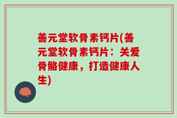 善元堂软骨素钙片(善元堂软骨素钙片：关爱骨骼健康，打造健康人生)