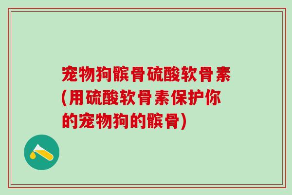 宠物狗髌骨硫酸软骨素(用硫酸软骨素保护你的宠物狗的髌骨)