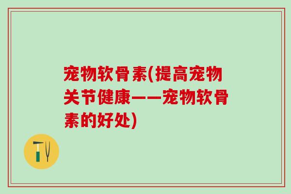 宠物软骨素(提高宠物关节健康——宠物软骨素的好处)