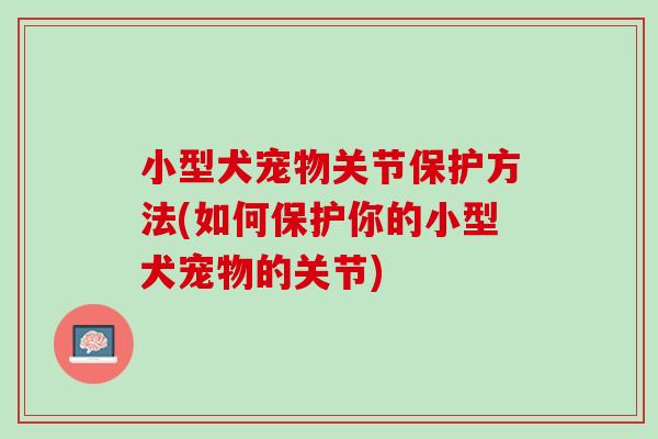 小型犬宠物关节保护方法(如何保护你的小型犬宠物的关节)