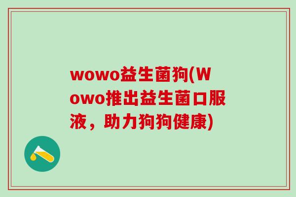 wowo益生菌狗(Wowo推出益生菌口服液，助力狗狗健康)