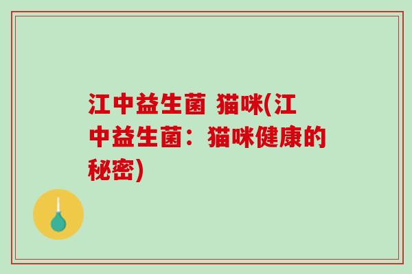 江中益生菌 猫咪(江中益生菌：猫咪健康的秘密)