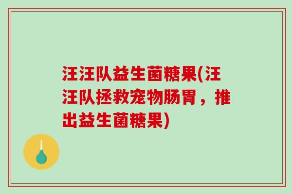 汪汪队益生菌糖果(汪汪队拯救宠物肠胃，推出益生菌糖果)