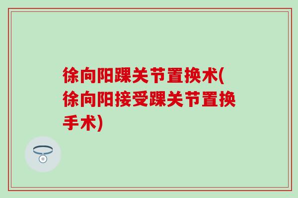 徐向阳踝关节置换术(徐向阳接受踝关节置换手术)