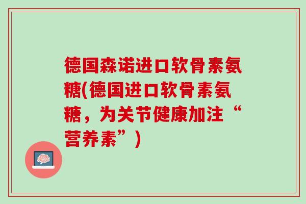 德国森诺进口软骨素氨糖(德国进口软骨素氨糖，为关节健康加注“营养素”)