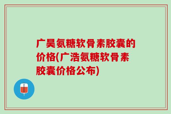 广昊氨糖软骨素胶囊的价格(广浩氨糖软骨素胶囊价格公布)