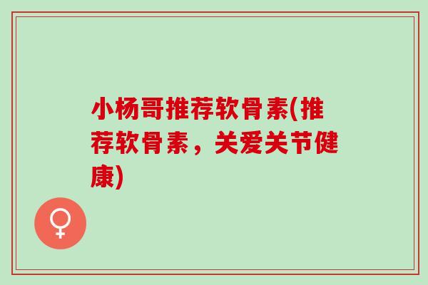 小杨哥推荐软骨素(推荐软骨素，关爱关节健康)