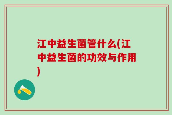 江中益生菌管什么(江中益生菌的功效与作用)