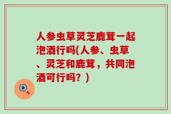 人参虫草灵芝鹿茸一起泡酒行吗(人参、虫草、灵芝和鹿茸，共同泡酒可行吗？)