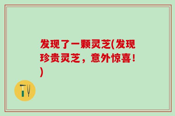 发现了一颗灵芝(发现珍贵灵芝，意外惊喜！)