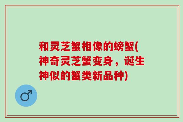 和灵芝蟹相像的螃蟹(神奇灵芝蟹变身，诞生神似的蟹类新品种)