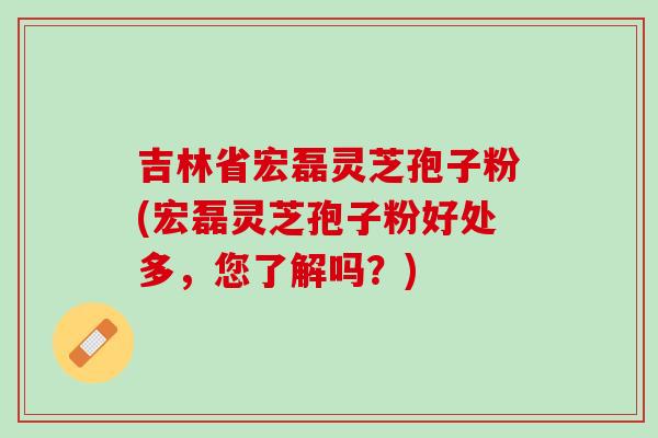吉林省宏磊灵芝孢子粉(宏磊灵芝孢子粉好处多，您了解吗？)