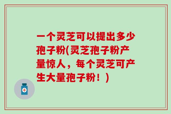 一个灵芝可以提出多少孢子粉(灵芝孢子粉产量惊人，每个灵芝可产生大量孢子粉！)