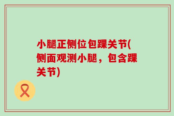 小腿正侧位包踝关节(侧面观测小腿，包含踝关节)